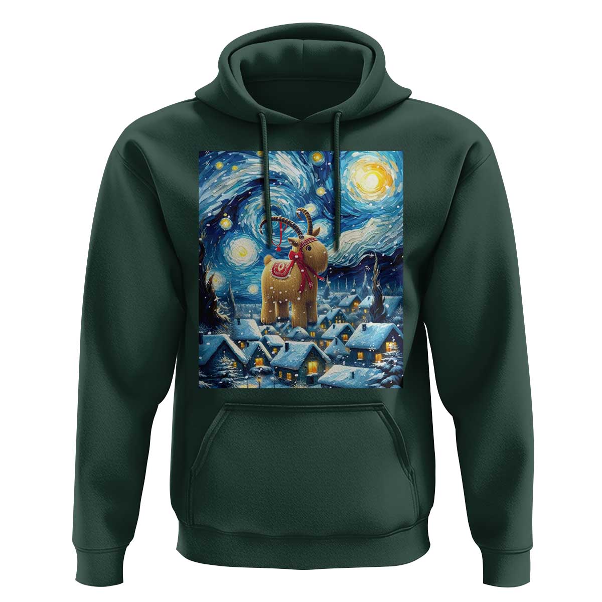 Yule Goat Hoodie Yule Starry Night Winter Solstice Christmas Vincent Van Gogh