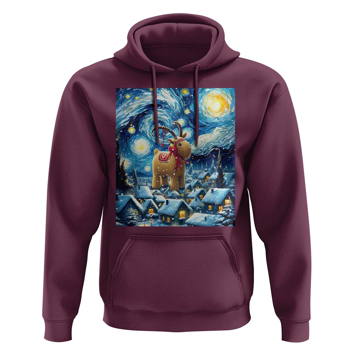 Yule Goat Hoodie Yule Starry Night Winter Solstice Christmas Vincent Van Gogh