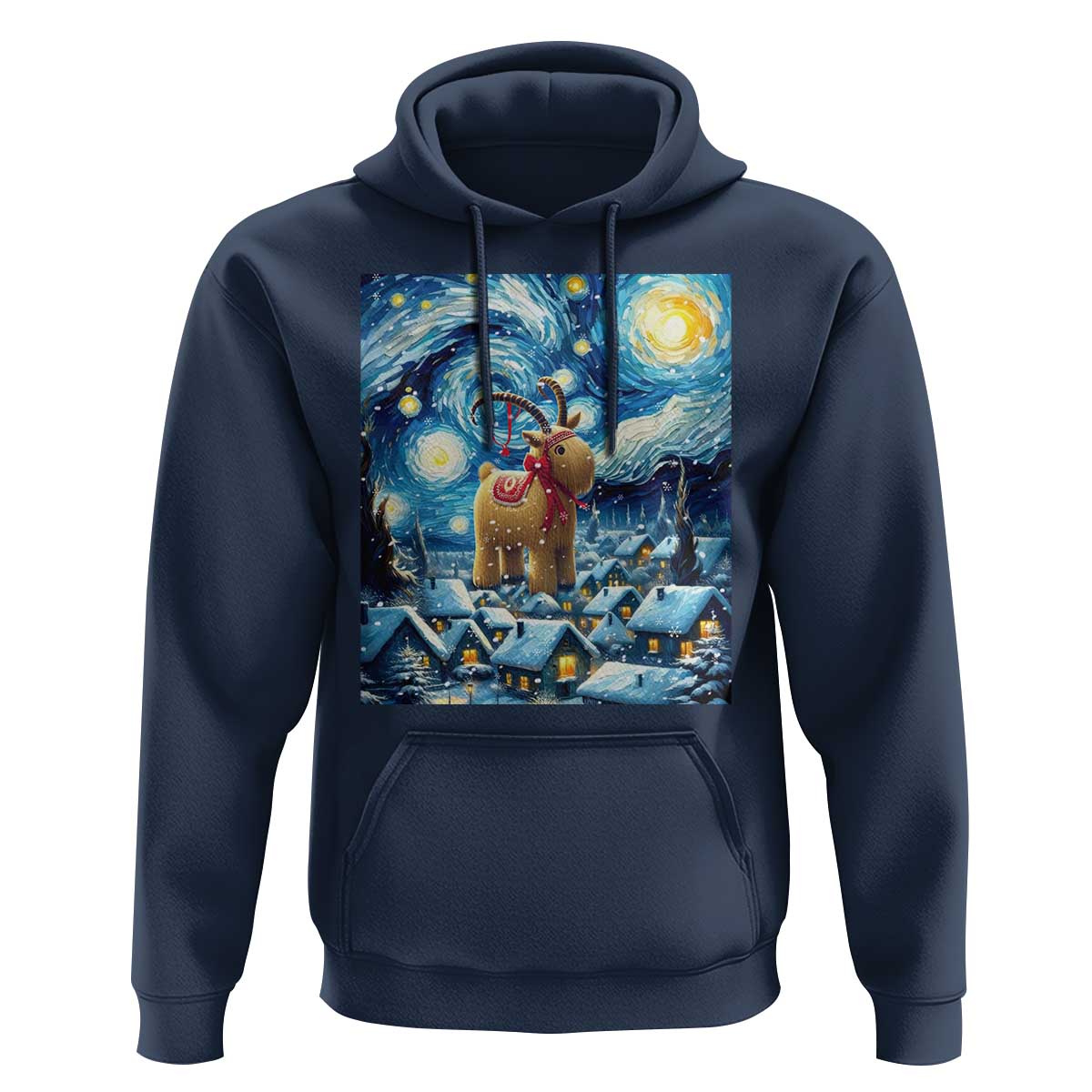 Yule Goat Hoodie Yule Starry Night Winter Solstice Christmas Vincent Van Gogh