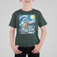 Yule Goat T Shirt For Kid Yule Starry Night Winter Solstice Christmas Vincent Van Gogh - Wonder Print Shop