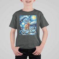 Yule Goat T Shirt For Kid Yule Starry Night Winter Solstice Christmas Vincent Van Gogh - Wonder Print Shop