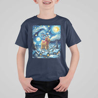 Yule Goat T Shirt For Kid Yule Starry Night Winter Solstice Christmas Vincent Van Gogh - Wonder Print Shop