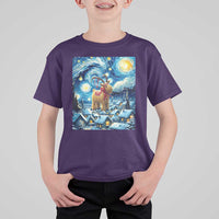 Yule Goat T Shirt For Kid Yule Starry Night Winter Solstice Christmas Vincent Van Gogh - Wonder Print Shop