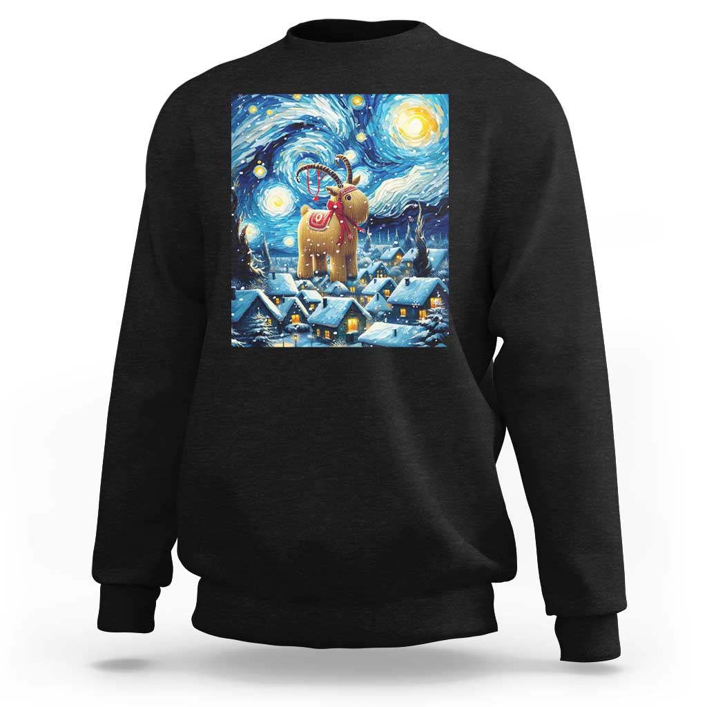 Yule Goat Sweatshirt Yule Starry Night Winter Solstice Christmas Vincent Van Gogh - Wonder Print Shop