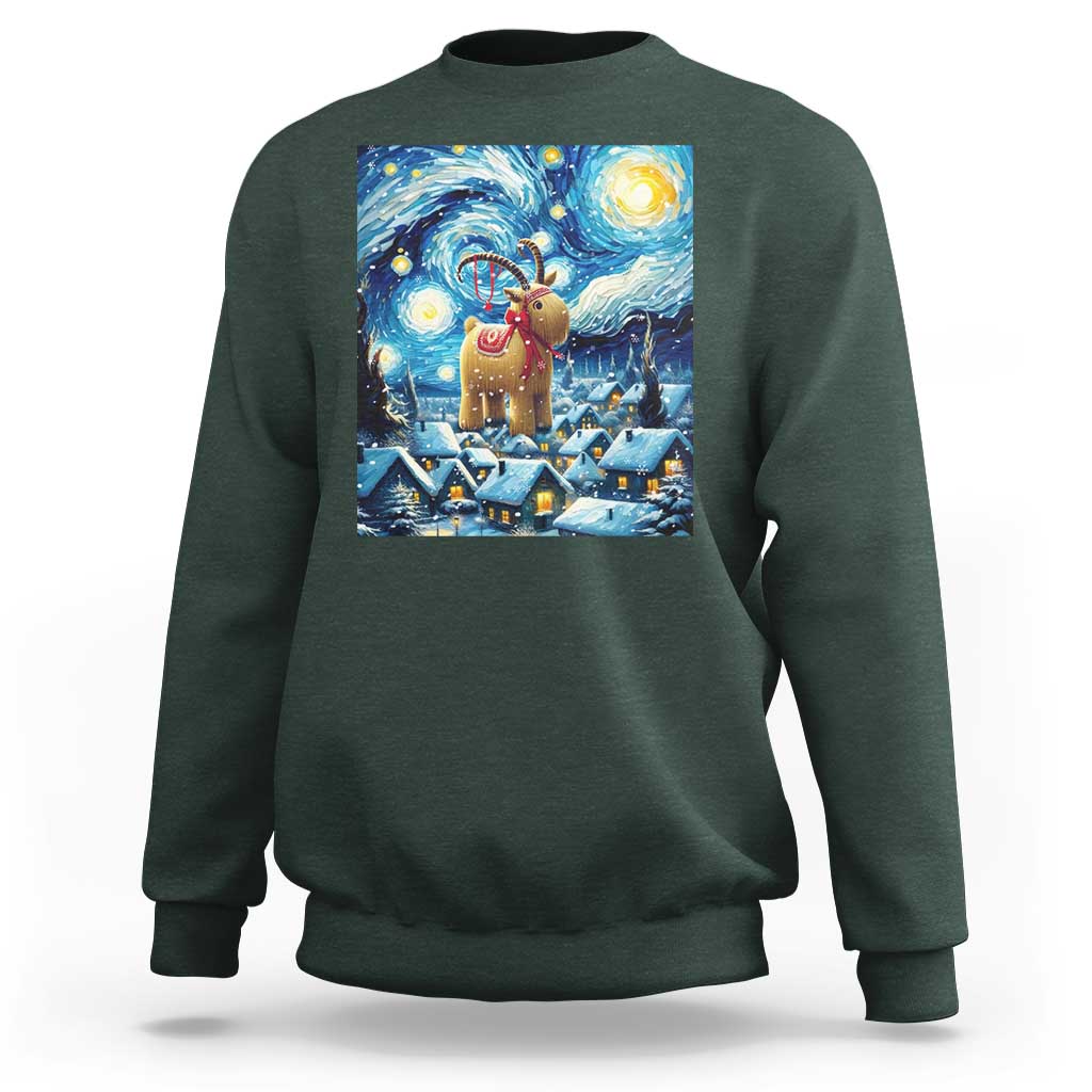 Yule Goat Sweatshirt Yule Starry Night Winter Solstice Christmas Vincent Van Gogh - Wonder Print Shop