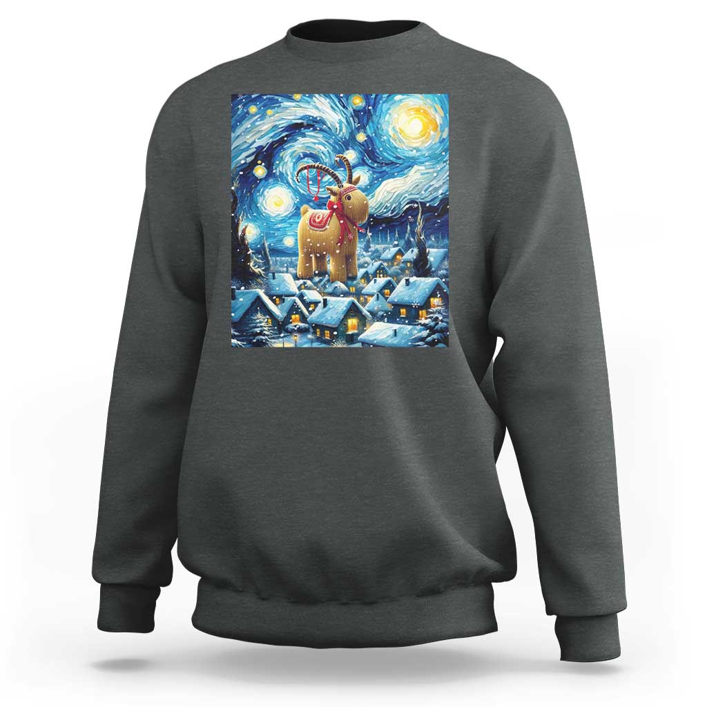 Yule Goat Sweatshirt Yule Starry Night Winter Solstice Christmas Vincent Van Gogh - Wonder Print Shop