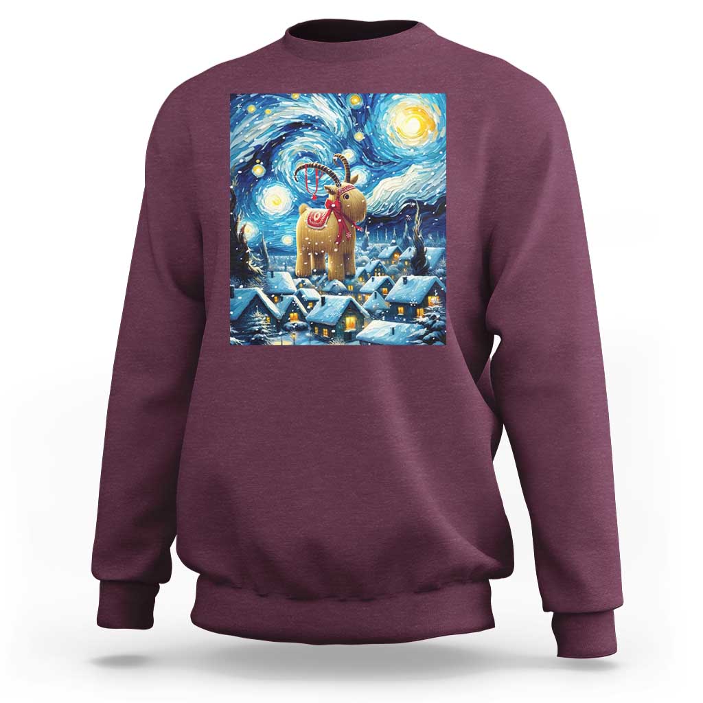 Yule Goat Sweatshirt Yule Starry Night Winter Solstice Christmas Vincent Van Gogh - Wonder Print Shop
