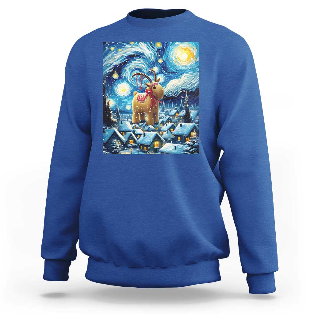 Yule Goat Sweatshirt Yule Starry Night Winter Solstice Christmas Vincent Van Gogh - Wonder Print Shop