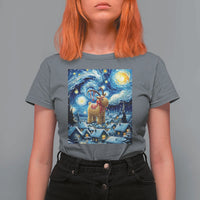 Yule Goat T Shirt For Women Yule Starry Night Winter Solstice Christmas Vincent Van Gogh - Wonder Print Shop