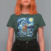 Yule Goat T Shirt For Women Yule Starry Night Winter Solstice Christmas Vincent Van Gogh - Wonder Print Shop