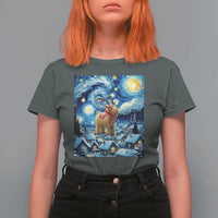 Yule Goat T Shirt For Women Yule Starry Night Winter Solstice Christmas Vincent Van Gogh - Wonder Print Shop
