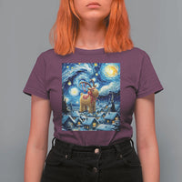 Yule Goat T Shirt For Women Yule Starry Night Winter Solstice Christmas Vincent Van Gogh - Wonder Print Shop
