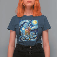 Yule Goat T Shirt For Women Yule Starry Night Winter Solstice Christmas Vincent Van Gogh - Wonder Print Shop