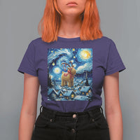 Yule Goat T Shirt For Women Yule Starry Night Winter Solstice Christmas Vincent Van Gogh - Wonder Print Shop