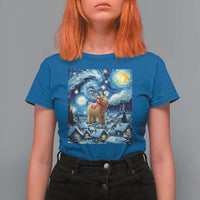 Yule Goat T Shirt For Women Yule Starry Night Winter Solstice Christmas Vincent Van Gogh - Wonder Print Shop