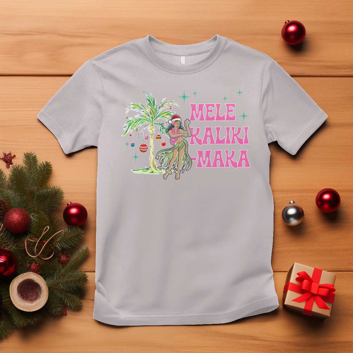 Christmas In Hawaii T Shirt Mele Kalikimaka Hula Girls Palm Tree - Wonder Print Shop