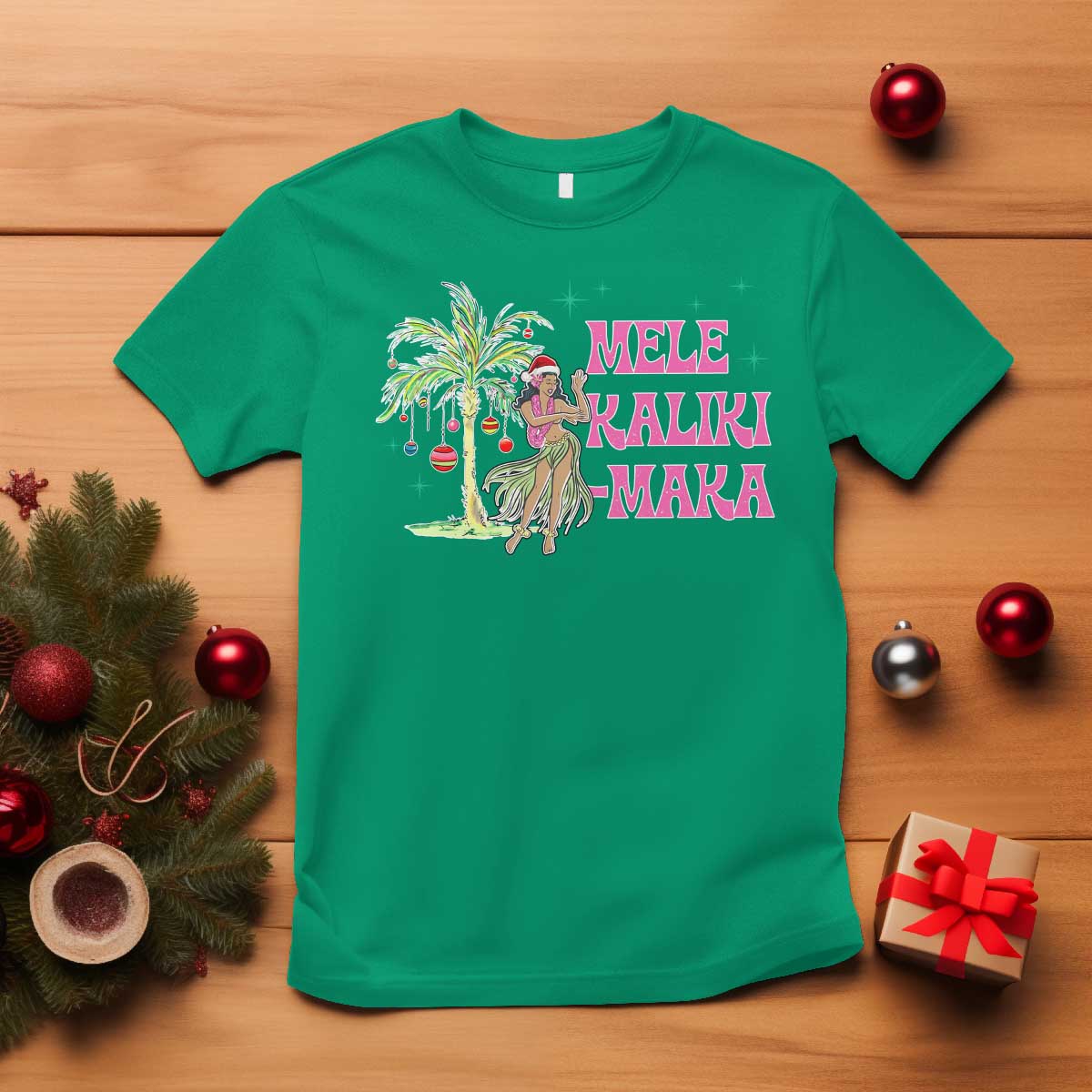 Christmas In Hawaii T Shirt Mele Kalikimaka Hula Girls Palm Tree - Wonder Print Shop