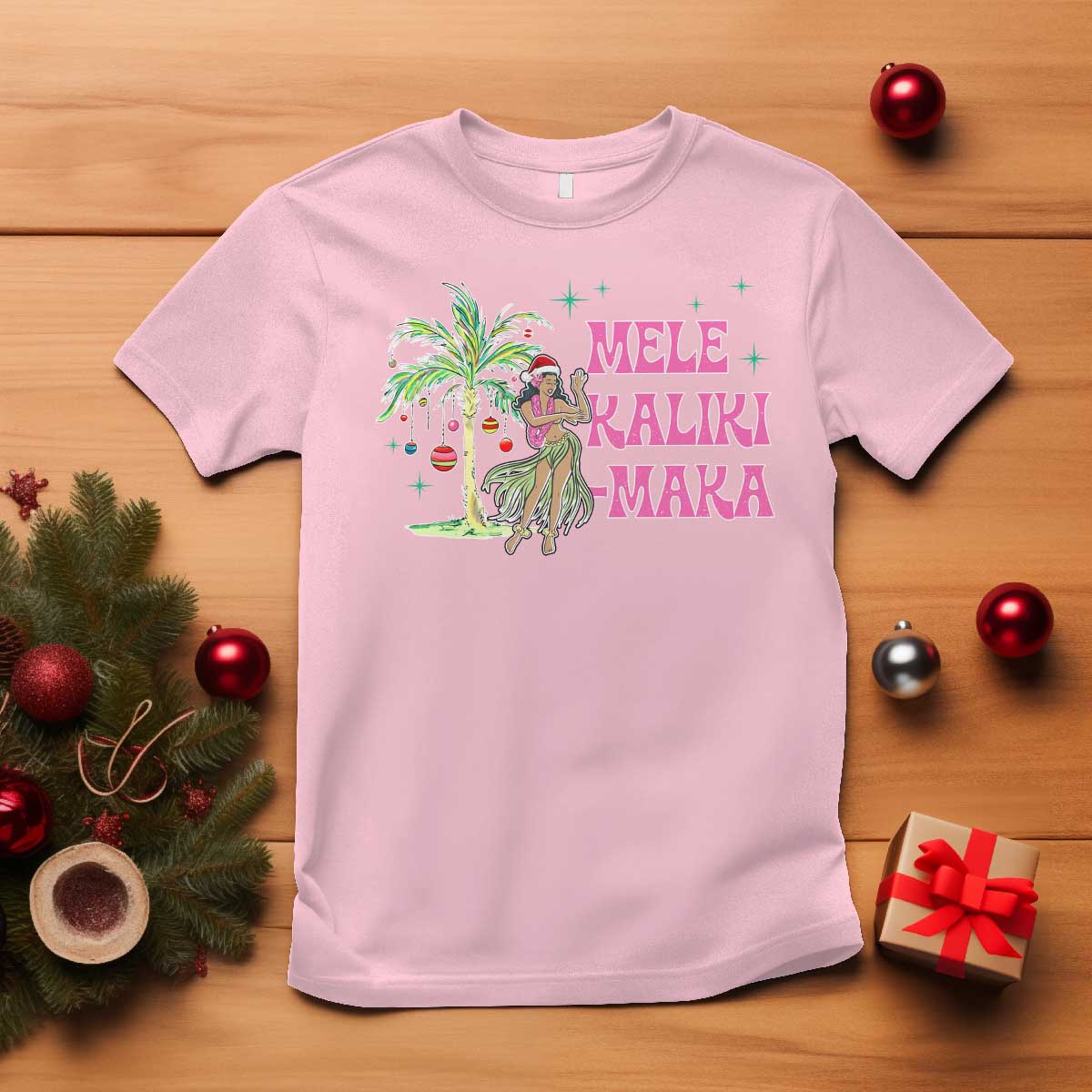 Christmas In Hawaii T Shirt Mele Kalikimaka Hula Girls Palm Tree - Wonder Print Shop