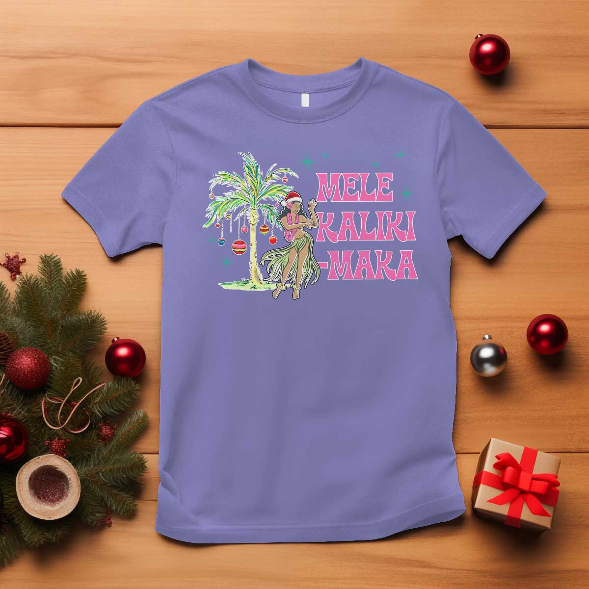 Christmas In Hawaii T Shirt Mele Kalikimaka Hula Girls Palm Tree - Wonder Print Shop
