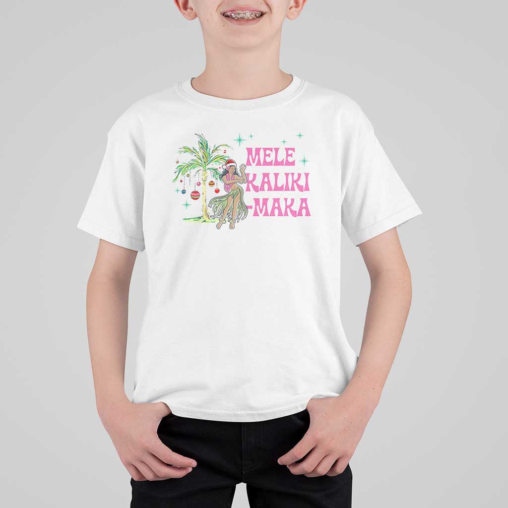 Christmas In Hawaii T Shirt For Kid Mele Kalikimaka Hula Girls Palm Tree - Wonder Print Shop