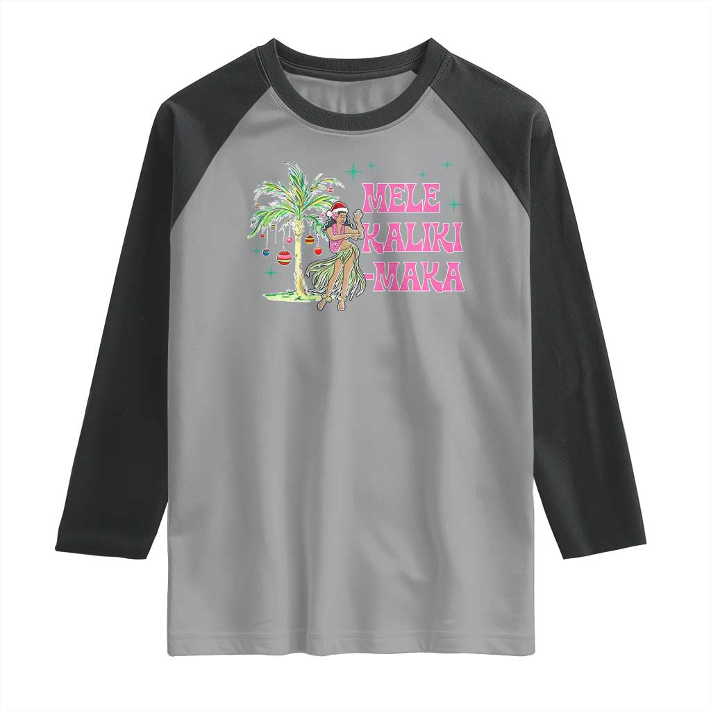 Christmas In Hawaii Raglan Shirt Mele Kalikimaka Hula Girls Palm Tree - Wonder Print Shop