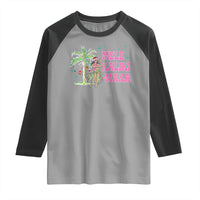 Christmas In Hawaii Raglan Shirt Mele Kalikimaka Hula Girls Palm Tree - Wonder Print Shop