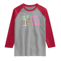 Christmas In Hawaii Raglan Shirt Mele Kalikimaka Hula Girls Palm Tree - Wonder Print Shop