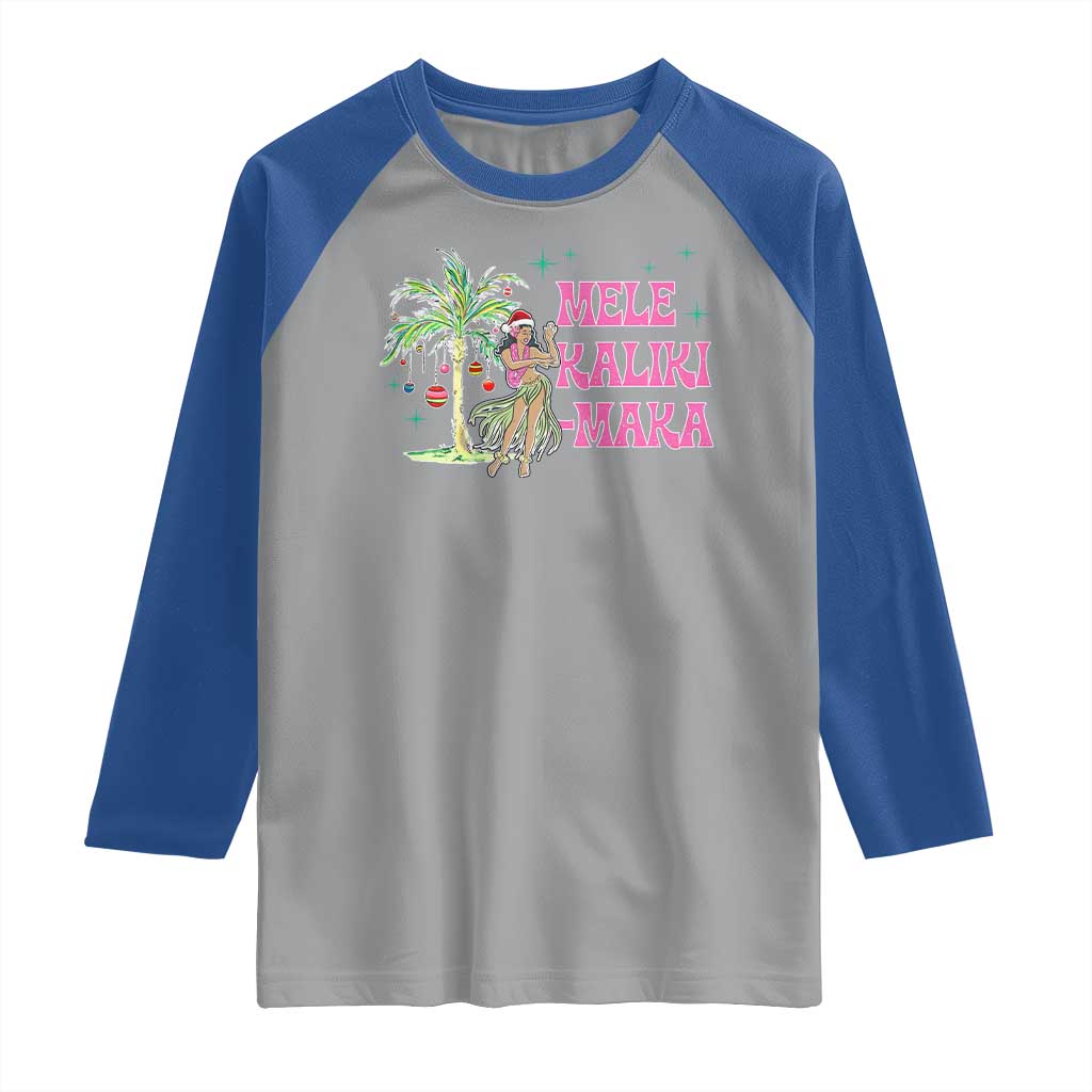 Christmas In Hawaii Raglan Shirt Mele Kalikimaka Hula Girls Palm Tree - Wonder Print Shop