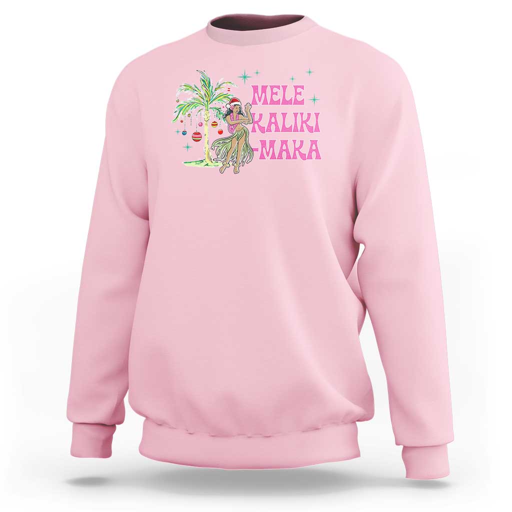 Christmas In Hawaii Sweatshirt Mele Kalikimaka Hula Girls Palm Tree - Wonder Print Shop