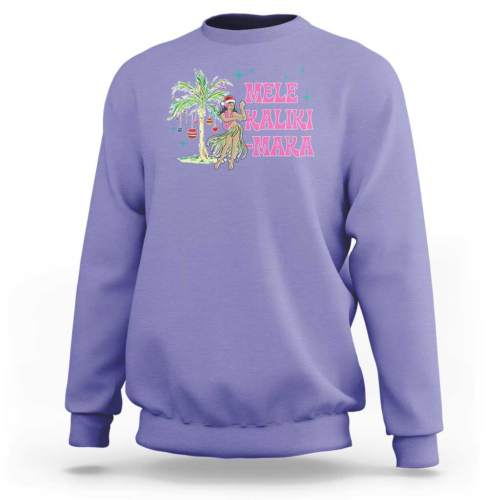 Christmas In Hawaii Sweatshirt Mele Kalikimaka Hula Girls Palm Tree - Wonder Print Shop