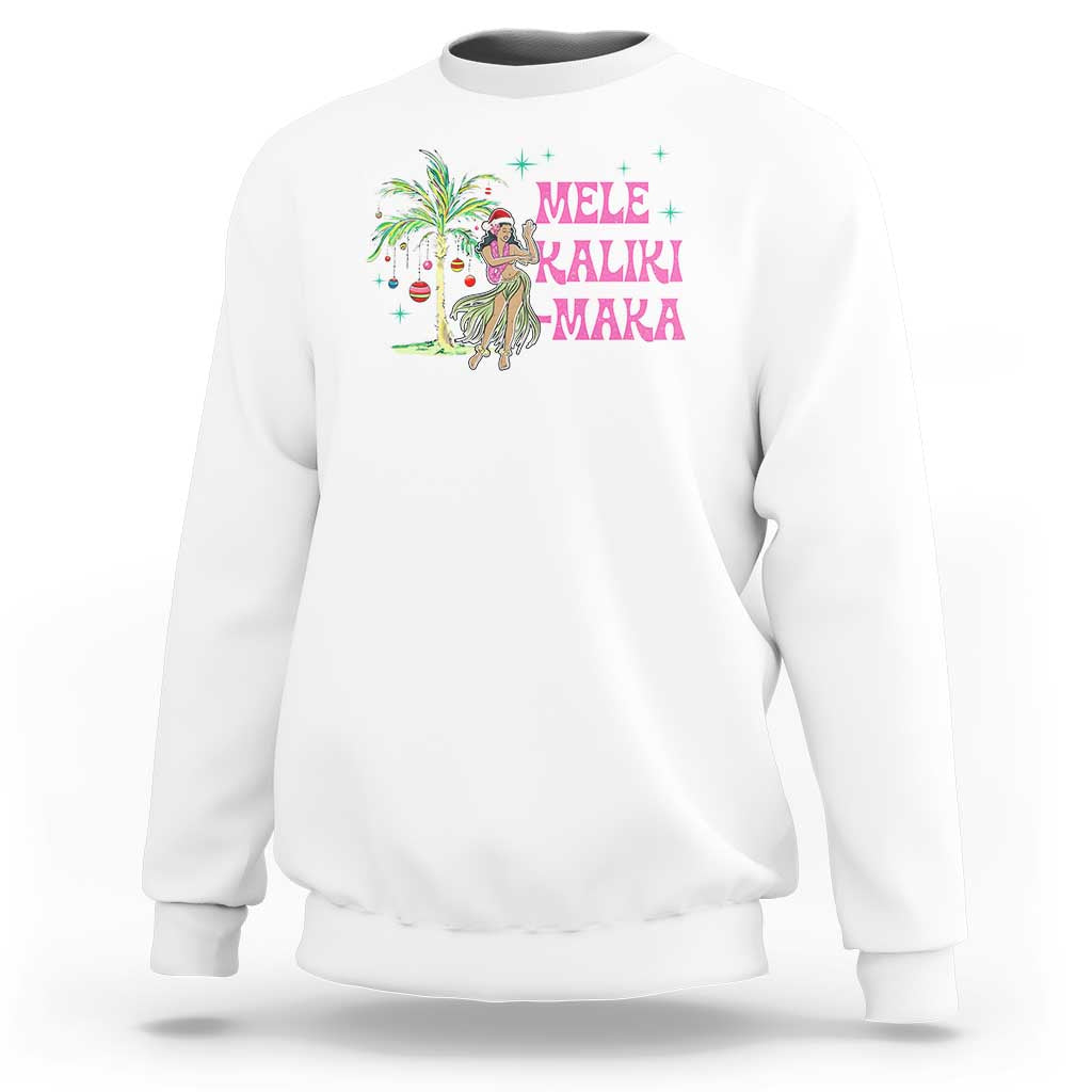 Christmas In Hawaii Sweatshirt Mele Kalikimaka Hula Girls Palm Tree - Wonder Print Shop