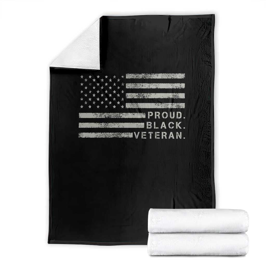 Proud Black Veteran Throw Blanket Veterans Day Proud Vintage American Flag Military