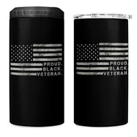 Proud Black Veteran 4 in 1 Can Cooler Tumbler Veterans Day Proud Vintage American Flag Military