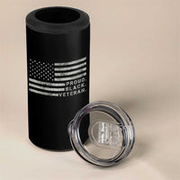 Proud Black Veteran 4 in 1 Can Cooler Tumbler Veterans Day Proud Vintage American Flag Military