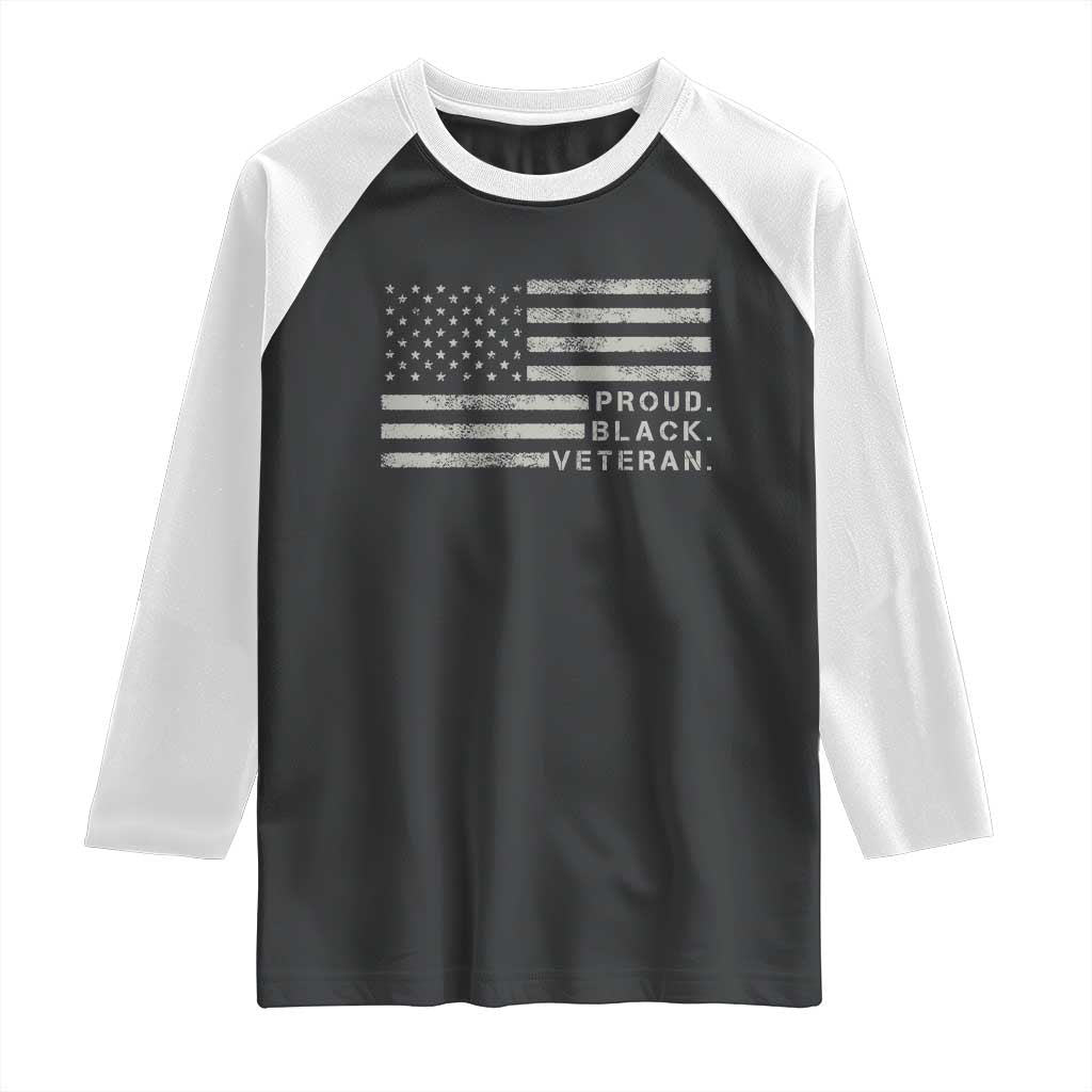 Proud Black Veteran Raglan Shirt Veterans Day Proud Vintage American Flag Military