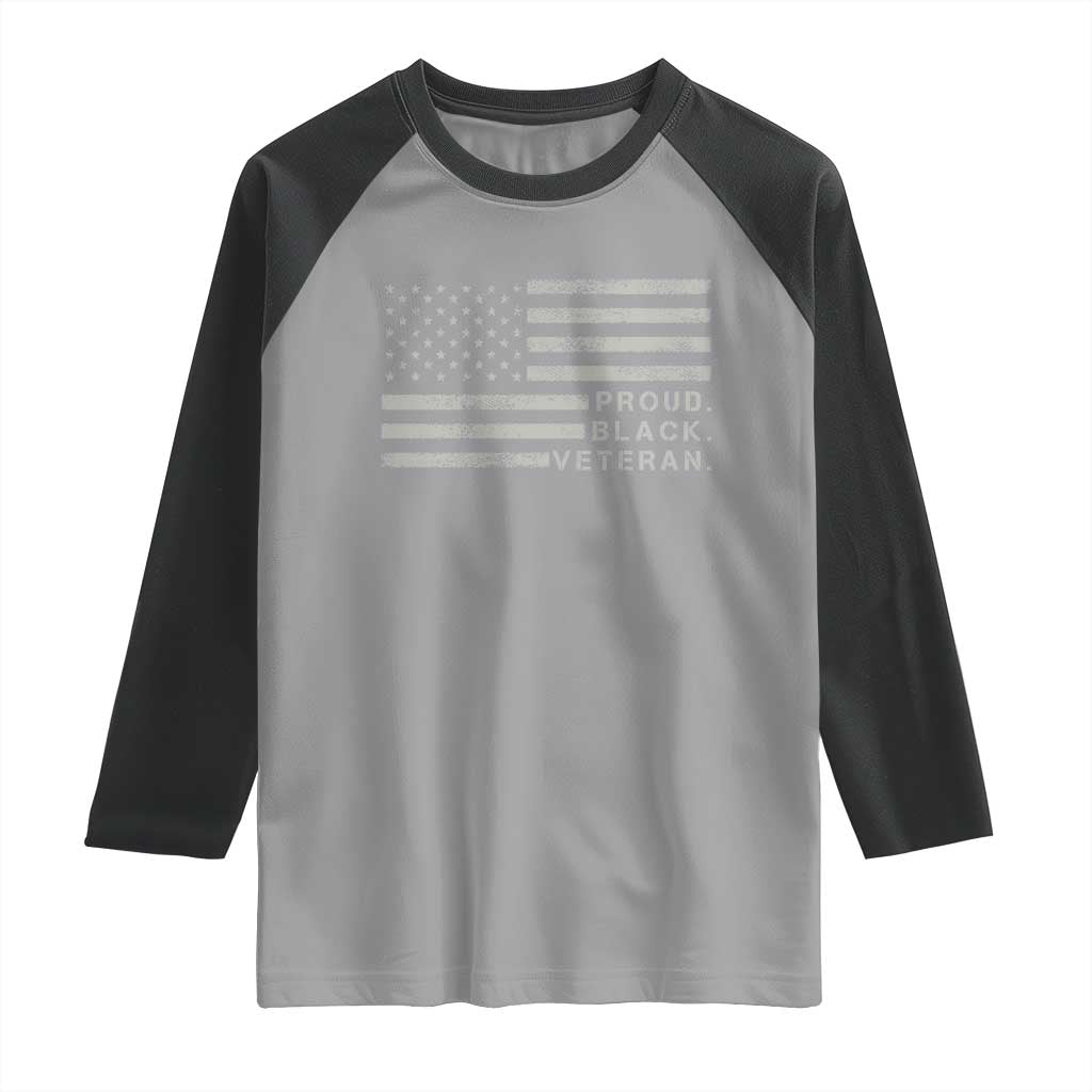 Proud Black Veteran Raglan Shirt Veterans Day Proud Vintage American Flag Military