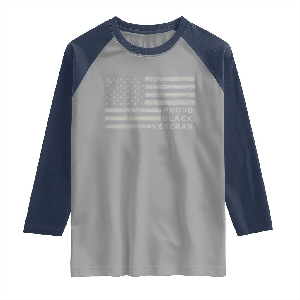 Proud Black Veteran Raglan Shirt Veterans Day Proud Vintage American Flag Military