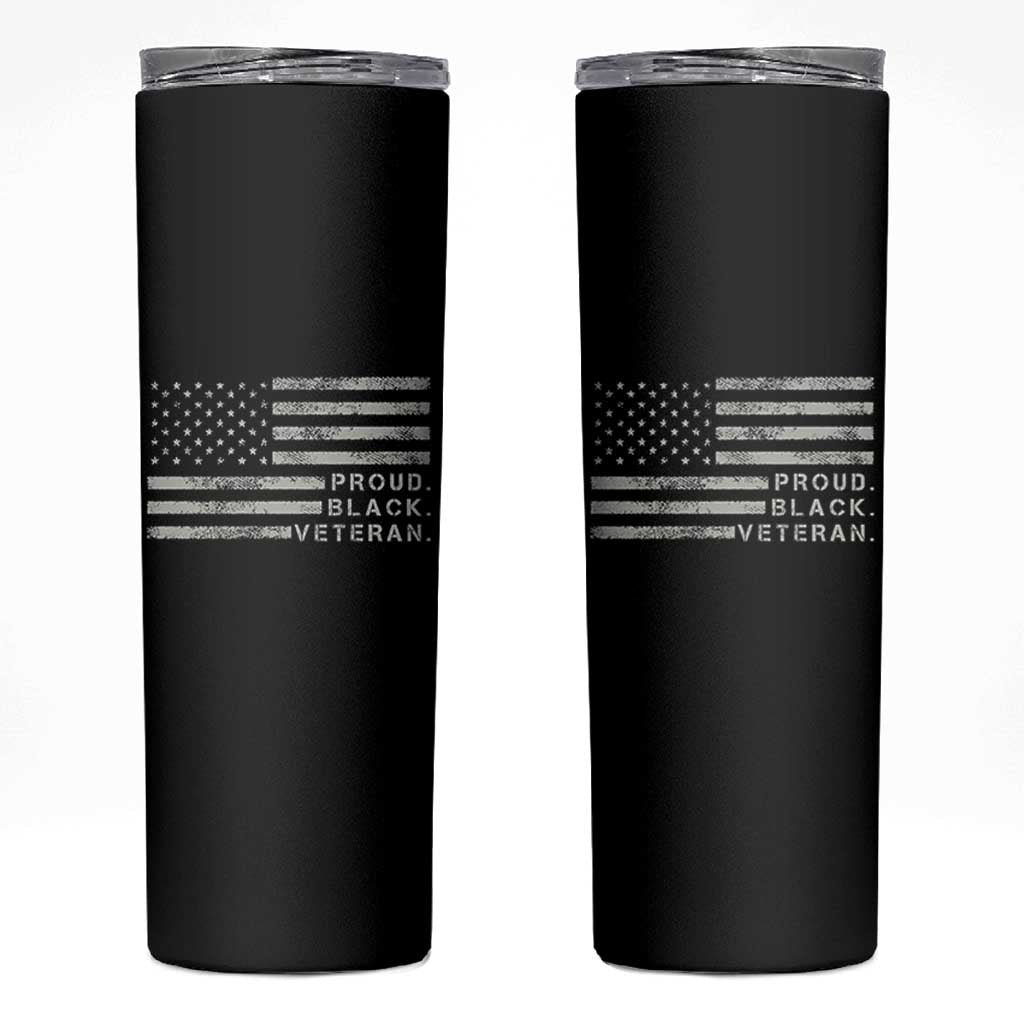 Proud Black Veteran Skinny Tumbler Veterans Day Proud Vintage American Flag Military