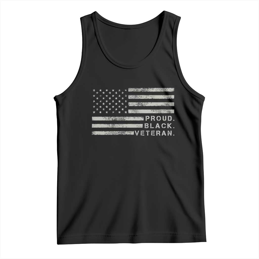 Proud Black Veteran Tank Top Veterans Day Proud Vintage American Flag Military
