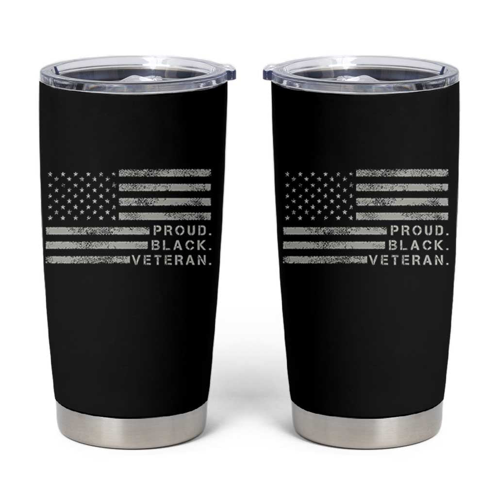 Proud Black Veteran Tumbler Cup Veterans Day Proud Vintage American Flag Military