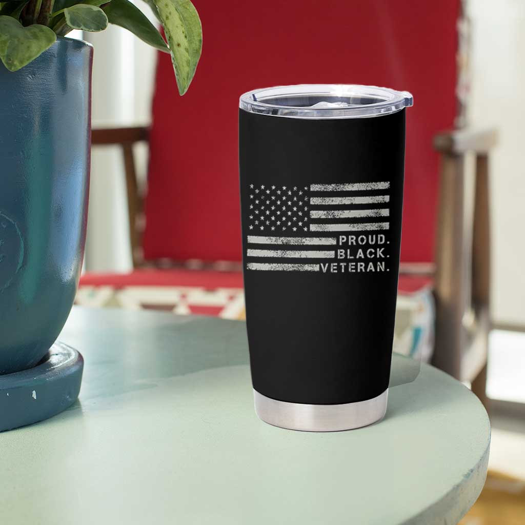 Proud Black Veteran Tumbler Cup Veterans Day Proud Vintage American Flag Military