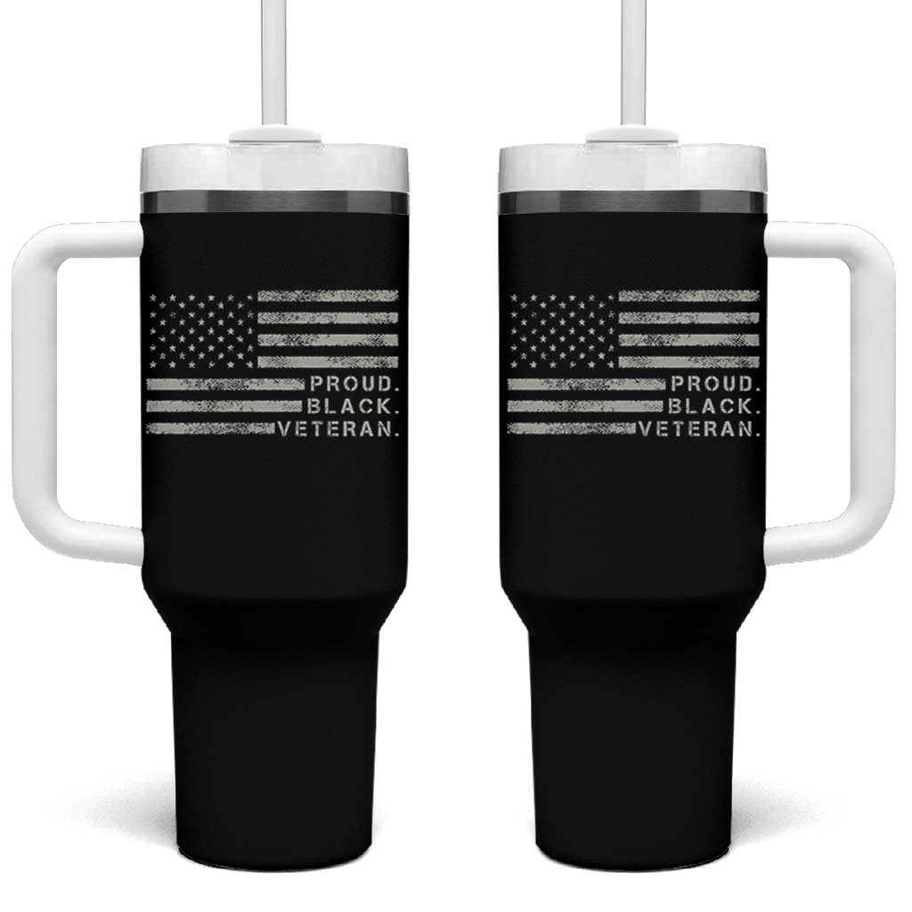 Proud Black Veteran Tumbler With Handle Veterans Day Proud Vintage American Flag Military