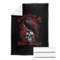 Radicalized By Basic Decency Throw Blanket Vintage Gothic Victorian Crow Skull - Wonder Print Shop