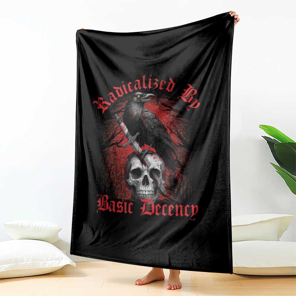 Radicalized By Basic Decency Throw Blanket Vintage Gothic Victorian Crow Skull - Wonder Print Shop