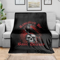 Radicalized By Basic Decency Throw Blanket Vintage Gothic Victorian Crow Skull - Wonder Print Shop