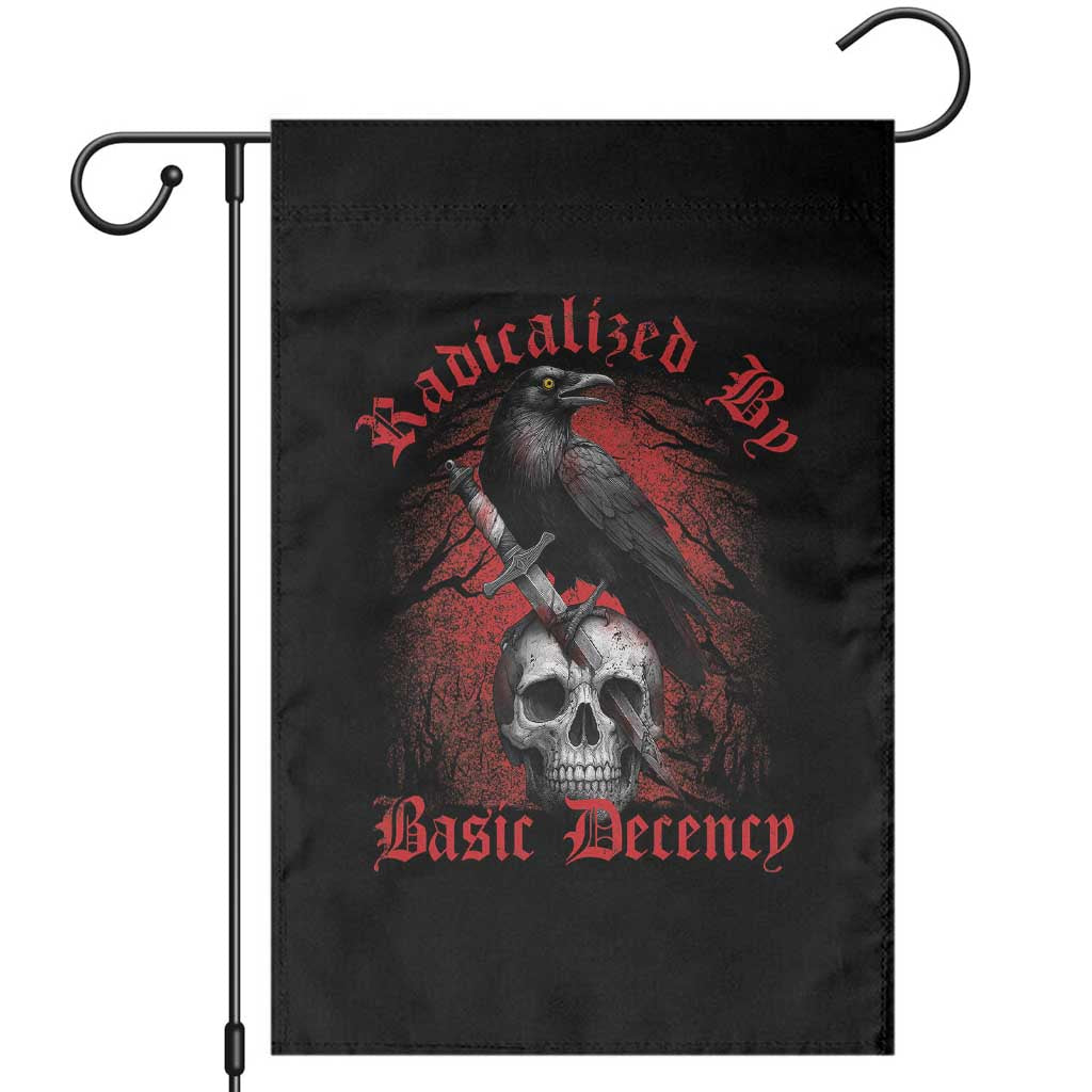 Radicalized By Basic Decency Garden Flag Vintage Gothic Victorian Crow Skull - Wonder Print Shop