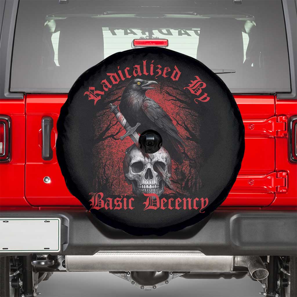 Radicalized By Basic Decency Spare Tire Cover Vintage Gothic Victorian Crow Skull - Wonder Print Shop