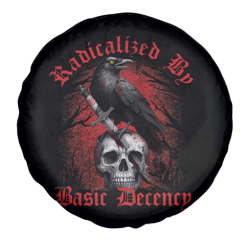 Radicalized By Basic Decency Spare Tire Cover Vintage Gothic Victorian Crow Skull - Wonder Print Shop