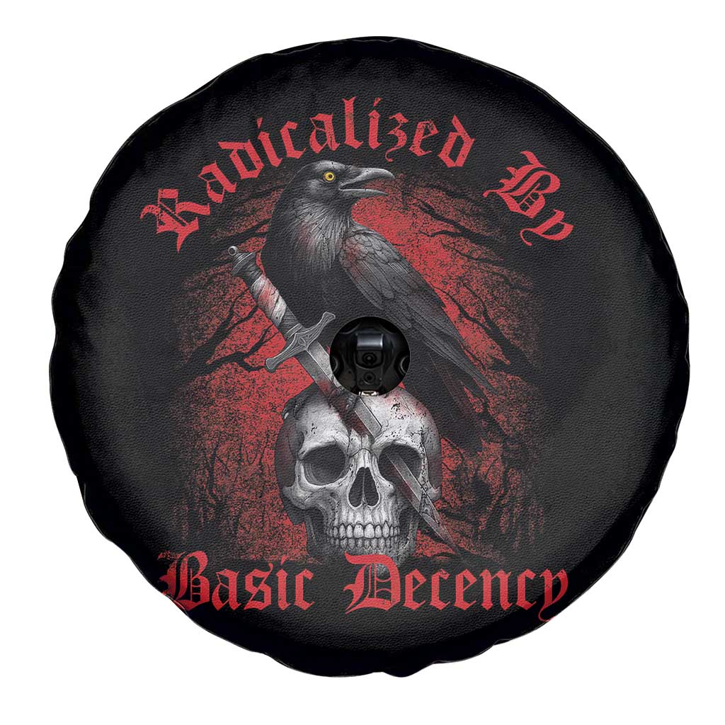 Radicalized By Basic Decency Spare Tire Cover Vintage Gothic Victorian Crow Skull - Wonder Print Shop