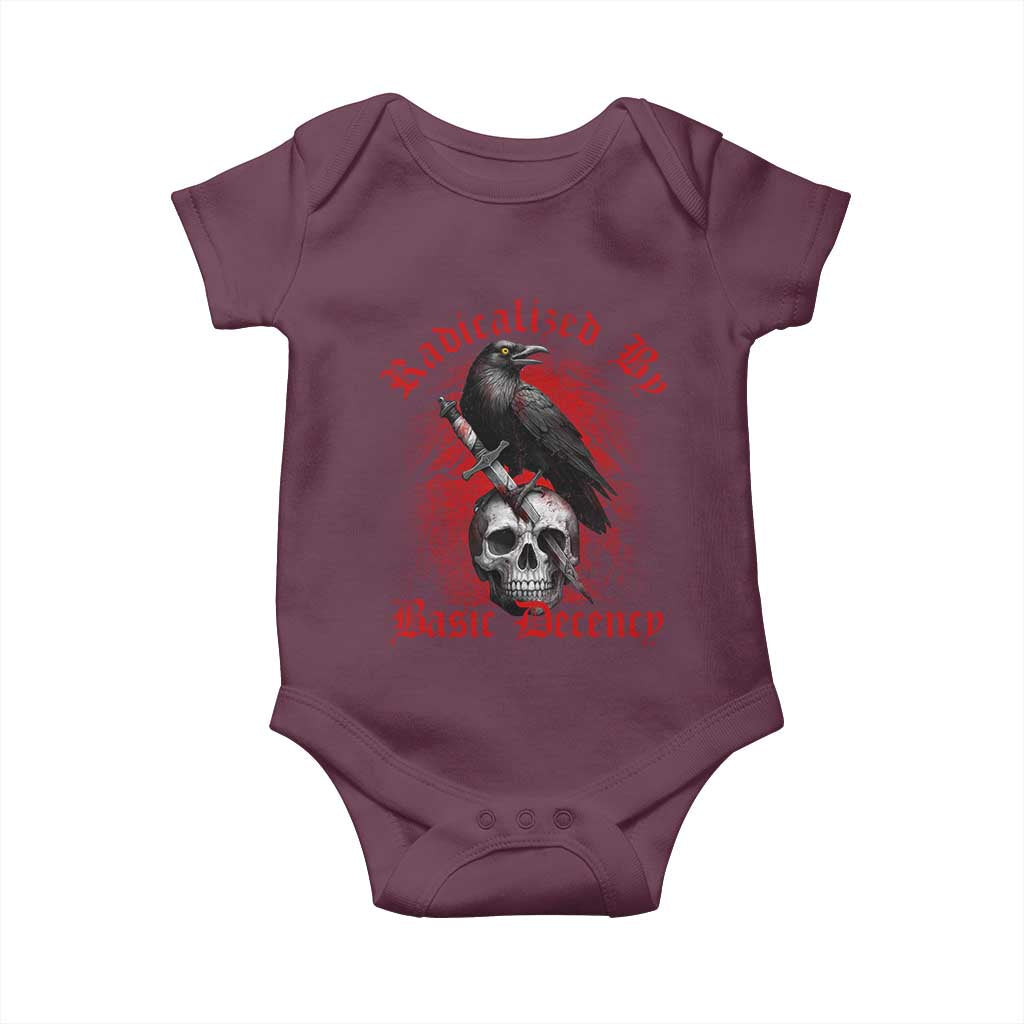 Radicalized By Basic Decency Baby Onesie Vintage Gothic Victorian Crow Skull - Wonder Print Shop